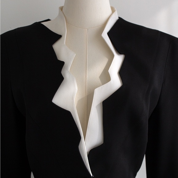 Iconic Thierry Mugler Vintage S/S 1994 Black White Zigzag Sculptural Jacket - Picture 8 of 16